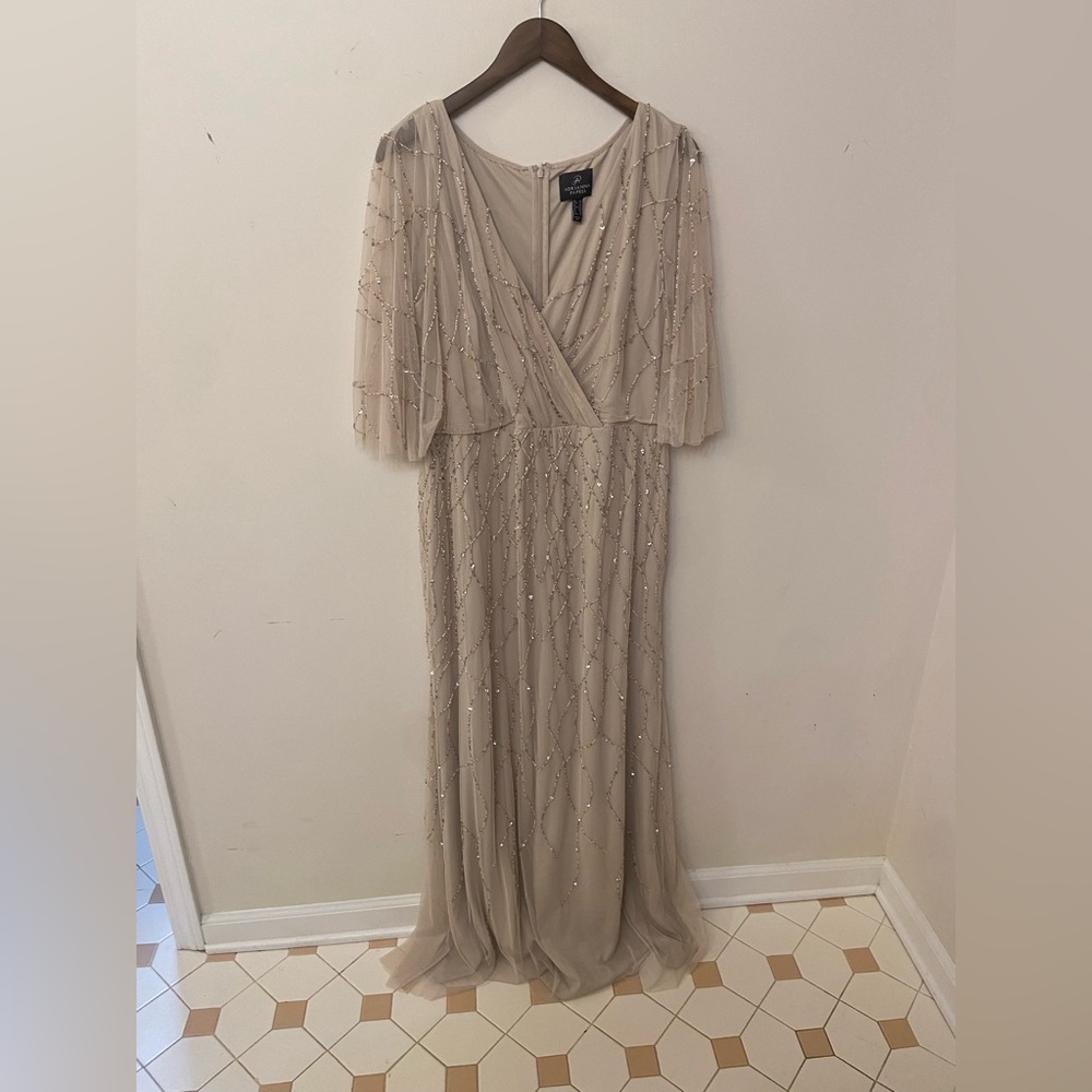 Adrianna Papell Beaded Mesh Gown